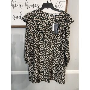 NEW Michelle McDowell Dress Fine‎ Floral Midnight Tatum Green Fall Colors Medium